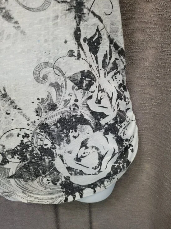 Y2K Girly Grunge Gray Rose Graphic Tank Top Sleeveless Racerback Boho Ruched - Picture 9 of 16